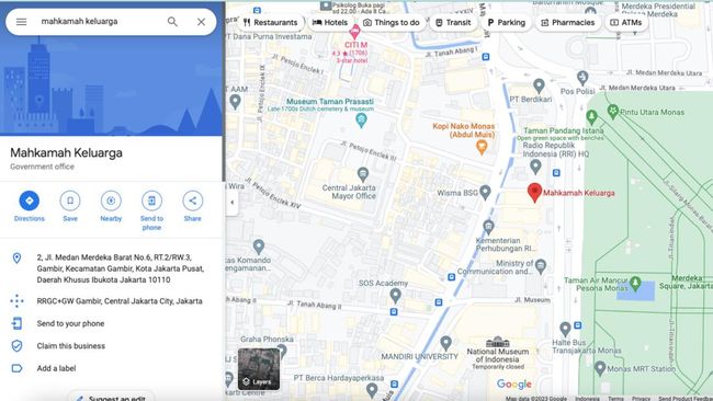 Viral ‘Mahkamah Keluarga’ di Google Maps, Cek Sikap MK dan Google